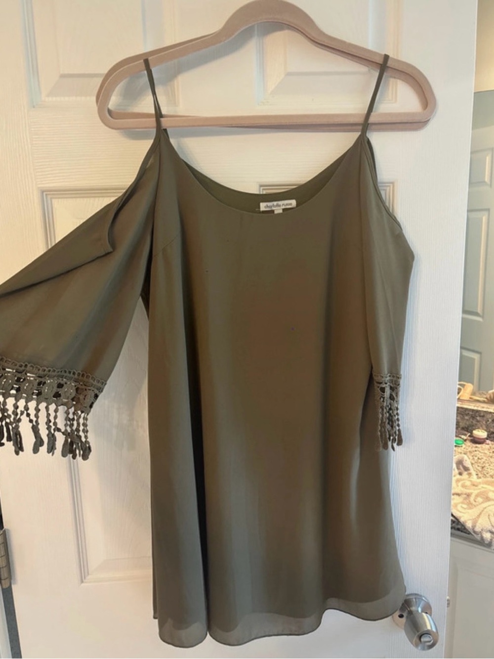 Charlotte Russe Olive Green Cold-Shoulder Mini Dress
